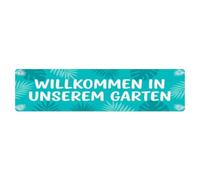 Plaque en métal vintage « Welcome to Our Garden Tropical Paradise »