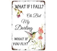 Plaque en métal vintage « What If I Fall Oh But My Darling » - Plaque murale rétro pour maison, cuisine, cour, bar, café, pub, garage, cave, chambre - 20,3 x 30,5 cm