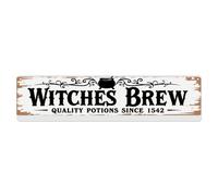 Plaque en métal vintage Witches Brew Quality Potions Since 1542 - Décoration murale pour maison, bar, jardin - 10,2 x 40,6 cm