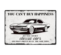 Plaque en métal vintage « You Can't Buy Happiness But You Can Buy Classic Cars Garage » - Décoration murale rétro pour maison, cave, café, bar, 20 x 30 cm