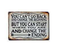 Plaque en métal vintage « You Can'T Go Back in Time to Change The Beginning » - Décoration murale en métal - 20,3 x 30,5 cm