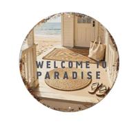 Plaque en métal « Welcome To Paradise Coastal »