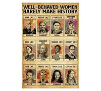 Plaque en métal « Well Behaved Women Rarely Make History Feminist » - Plaque rétro en aluminium pour cuisine, maison, café, bar - 20,3 x 30,5 cm