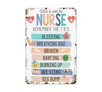 Plaque en métal - When To Visit The Nurse, 7 B Clinic School Nurse, School Health, Teacher Handouts - Art mural, décoration murale de bureau de santé 30,5 x 40,6 cm