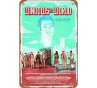 Plaque en métal « Windows On The World » - 20,3 x 30,5 cm - Décoration murale rétro vintage