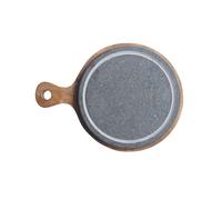 Plaque en pierre de lave ronde avec base en bois - pierre naturelle Ø 23 cm | Base 34 × 25 cm | Idéal pour servir la viande et le poisson chaud | Made in Italy - Kalu Creations