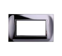 Plaque en plastique carrée, compatible avec Bticino Living Light (4 places/modules, chromé brillant)