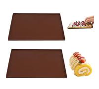 Plaque en Silicone pour Four, 2 Pièces Silicone Plaque Génoises Gâteau Antiadhésif Plateau à Rouler, Plateau Cuisson Anti-Débordement pour Biscuits Pizza Pain Mousse (30.5 * 25.8 * 1cm)