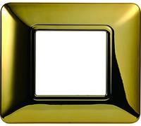 Plaque en technopolymère compatible avec série Bticino Matix 2-3-4-6 modules de couleurs assortis (2 modules, or brillant)