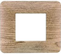 Plaque en technopolymère compatible avec série Bticino Matix 2-3-4-6 modules de couleurs assortis (2 modules, bois clair)