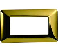 Plaque en technopolymère compatible avec série Bticino Matix 2-3-4-6 modules de couleurs assortis (4 modules, or brillant)
