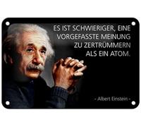 Plaque en tôle 18 x 12 cm Il est plus difficile de briser une opinion prédéfinie qu'un atome. Albert Einstein - DekoNo7