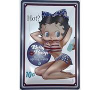Plaque en tôle 30 x 20 cm Hot ? Betty Boop Natural Spring Water - DekoNo7