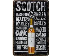Plaque en tôle 30 x 20 cm pour les amateurs de scotch et les connaisseurs - Plaque de whisky rétro vintage, panneau décoratif de bar