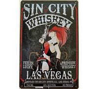 Plaque en tôle 30 x 20 cm Sin City Whiskey - Feel in Lucky Las Vegas