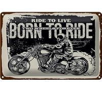 Plaque en tôle 30 x 20 cm Two Wheels forever. Born to Ride to Life DekoNo7