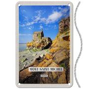 Plaque en tôle avec cordon 18 x 12 cm France voyage vacances panneau : Moint-Saint-Michel Destination Tourisme - Blechemma