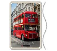 Plaque en tôle avec cordon 18 x 12 cm London UK Red London Bus United Kingdom Angleterre Blechemma