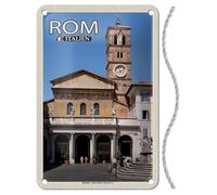 Plaque en tôle avec cordon 18 x 12 cm Rome Basilique Santa Maria Trastevere Italie Blechemma