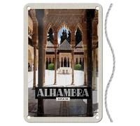 Plaque en tôle avec cordon 30 x 20 cm Espagne Voyage ville Pays : Alhambra Spain Tourisme - Blechemma