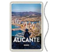 Plaque en tôle avec cordon 30 x 20 cm Espagne Voyage ville Pays : Alicante Panorama Image - Blechemma