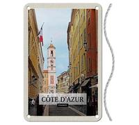 Plaque en tôle avec cordon 30 x 20 cm France voyage ville pays : Côte d'Azur France Destination - Blechemma