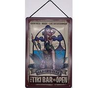 Plaque en tôle avec cordon 30 x 20 cm The Tiki Bar is Open - Blechemma