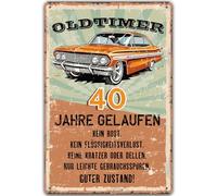 Plaque en tôle avec inscription « 40 ans » - Cadeau pour homme de 40 ans - Plaque humoristique - Décoration d'anniversaire amusante - Style vintage - 20 x 30 cm