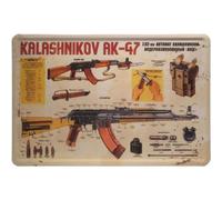 Plaque en tôle avec motif Kalashnikov AK-47 20 x 30 cm, plaque 146