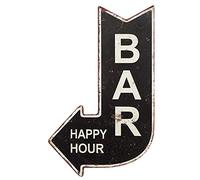 Plaque en tôle Bar Happy Hour - Décoration rétro vintage - Style antique - 25 x 40 cm