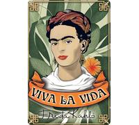 Plaque en tôle d'art de 30 x 20 cm adaptée aux fans et amateurs de Frida Kahlo - Portrait, Mexique, art, peintre (Viva la Vida!)