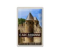 Plaque en tôle de voyage - 20 x 30 cm - Carcassonne Franca - Patrimoine mondial