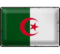 Plaque en tôle décorative drapeau Algérie 30 x 20 cm