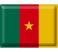 Plaque en tôle décorative Drapeau du Cameroun 40 x 30 cm