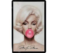 Plaque en tôle décorative Marilyn Monroe rose chewing-gum - Décoration rétro - 20 x 30 cm