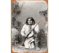 Plaque en tôle Geronimo portrait 20,3 x 30,5 cm