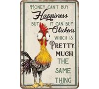 Plaque En Tôle M'Argent Des Poulets Ne Peut Pas Acheter Me Bonheur, Mais Il Peut Acheter Des Poulets Rustiques Plaque Métal Murale Panneaux Pour Salon Cour Garage Salle De Bain M