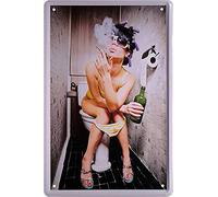 Plaque en tôle Pin Up "Toilette" Hot Sexy Girl Lady Rétro publicité Décoration Plaque en métal Vintage Cadeau d'anniversaire ou Noël C0321 20 x 30 cm