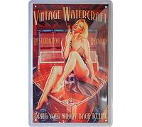 Plaque en tôle Pin Up « Vintage Watercraft » Hot Sexy Girl Lady Rétro Publicité Décoration Plaque en métal Vintage Cadeau d'anniversaire ou Noël C0307 20 x 30 cm