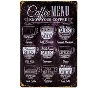 Plaque en tôle résistante aux intempéries 30 x 20 cm avec recette de spécialités, décoration murale, plaque de cuisine, culture de café