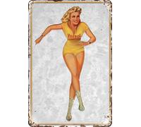 Plaque en tôle rétro Atelier Garages Décoration - Veedol Pin Up Girl - 20 x 30 cm