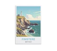 Plaque en tôle rétro Finistère Bretagne, style vintage, personnalisable, pour mur, extérieur, intérieur, rue, bureau, 30 x 30 cm