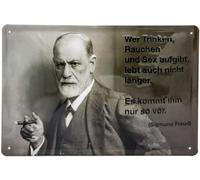Plaque en tôle rétro - Sigmund Freud Lebensweisheit Aphorismus - Inscription amusante - Tôle d'acier gaufrée de qualité supérieure - Plaque décorative - 30 x 20 cm (dicton amusant)