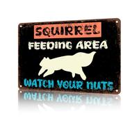 Plaque en Tôle Zone d'alimentation des Écureuils Surveillez Vos Noix pour Ma Cour Plaque Métal Drôles Pancarte pour Garage Jardin Café Exterieur S