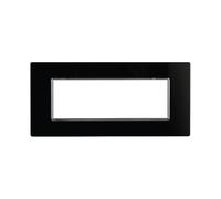 Plaque en verre, compatible avec Bticino AXOLUTE, 6 modules/poti, couleur noire, écarrée, rectangulaire, haute qualité et longue durée de vie, design élégant et moderne, pour interrupteurs/prises