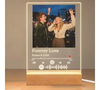 Plaque en Verre Spotify Personnalisée avec Lampe de Nuit, Cadre Photo Musique Personnalisé avec Chanson ou Pochette d’Album, Cadeau Unique pour Petit Ami ou Petite Amie, Idéal Noël ou Saint-Valentin