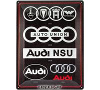 Plaque - Enseigne publicitaire - Vintage - Audi logos - Design rétro - 30x40cm