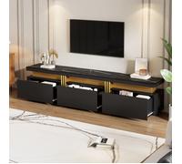 Plaque épaissieBuffet bas moderne Armoire TV avec aspect marbre, buffet TV, commode TV, 200 x 40 x 42 cm - Pour téléviseurs jusqu'