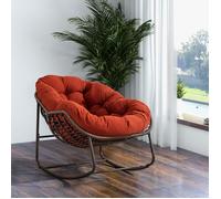 Plaque épaissieChaise à bascule en rotin pour l'extérieur, chaise à bascule avec coussin rembourré pour la véranda, le salon, le p