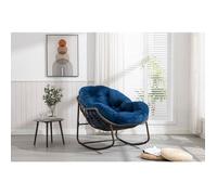 Plaque épaissieChaise à bascule en rotin pour l'extérieur, chaise à bascule avec coussin rembourré pour la terrasse, le salon, le